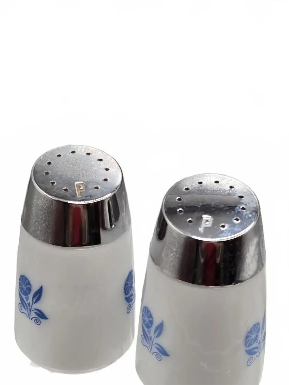 Vtg Starline Santa Barbara White Milk Glass Pair Pepper Shakers